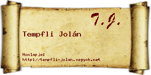 Tempfli Jolán névjegykártya